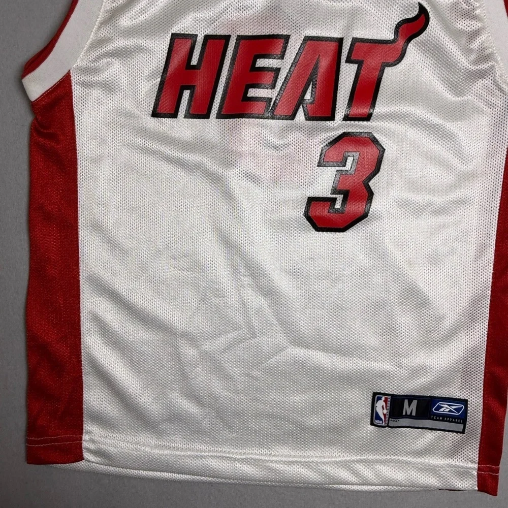 Dwayne Wade # 3 Miami Heat M Youth Reebok White Red Jersey Sz Medium (10-12) NBA